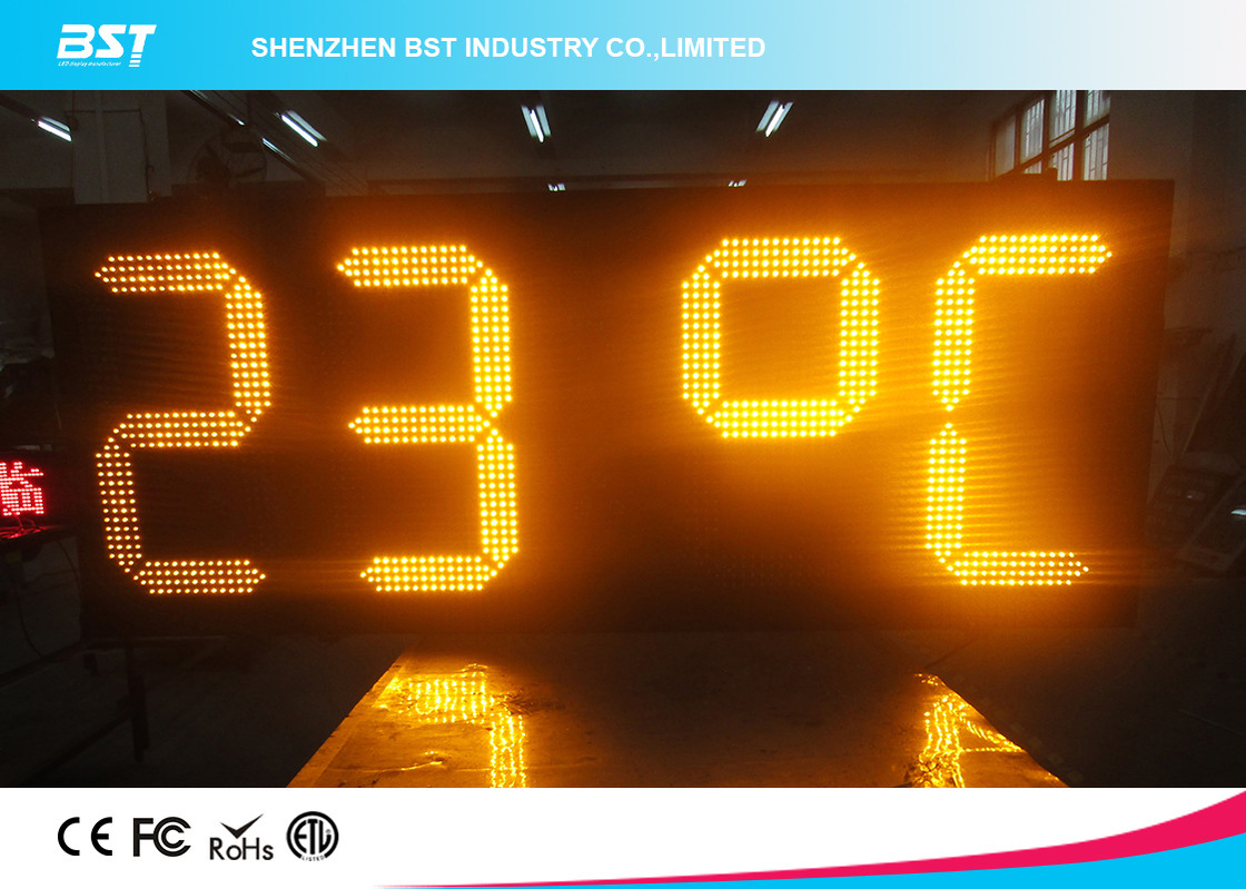Yellow Outdoor Led Clock Display Timer, Outdoor Digital Led Time And Temperature Display Clock