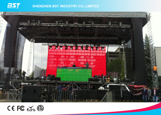 ป้องกันลมภายนอก ให้เช่า หน้าโปร่ง LED Screen Pixel Pitch 10mm Led Display