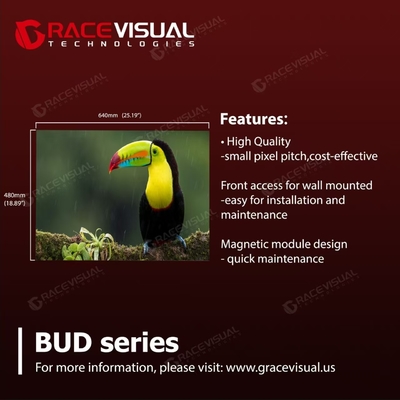 บริการด้านหน้า 640mm X 480mm ผนังติดตั้งในห้อง P1.25/1.538/1.86/2.5mm Pixel Pitch