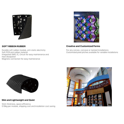 โมดูลจอ LED ยางอ่อนซีรีส์ FX โมดูลที่มีให้บริการแบบคอนเว็กซ์, คอนเคฟฟ์ หรือบิด