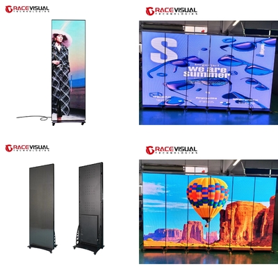 WIFI Control-3840 Hz อัตราการฟรีช์สูง-P 2.5 มิลลิเมตร IPoster-Wheel Base-Bracket Standing-Indoor LED Screen