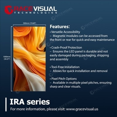 IRA Series P3.91 Indoor Rental LED Display - พานีลสีเต็มขนาด 500×1000 มิลลิเมตรที่มีอัตราการอัพเดทสูงสุด 7680Hz สําหรับการแสดงภาพที่ไร้ข้อผิดพลาดในการใช้งานในเวทีและงาน