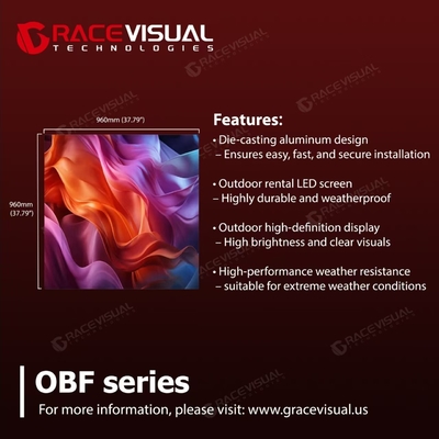 ≥5500nits HD Resolution Outdoor LED Display Panel OBF Series Slim Die-Cast Design สําหรับการติดตั้งเพดานผนังและเสา