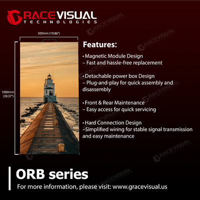 ORB Series Outdoor Rental LED Display with 4500nits ความสว่างสูง Ultra-Smooth 7680Hz Refresh แพเนลแบบจําแนก 500×1000mm สําหรับการใช้งานภายนอก